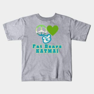 Peace, Love & Fat Bears, KATMAI - Pacific Northwest Style in Groovy Retro Mossy Colorway Kids T-Shirt